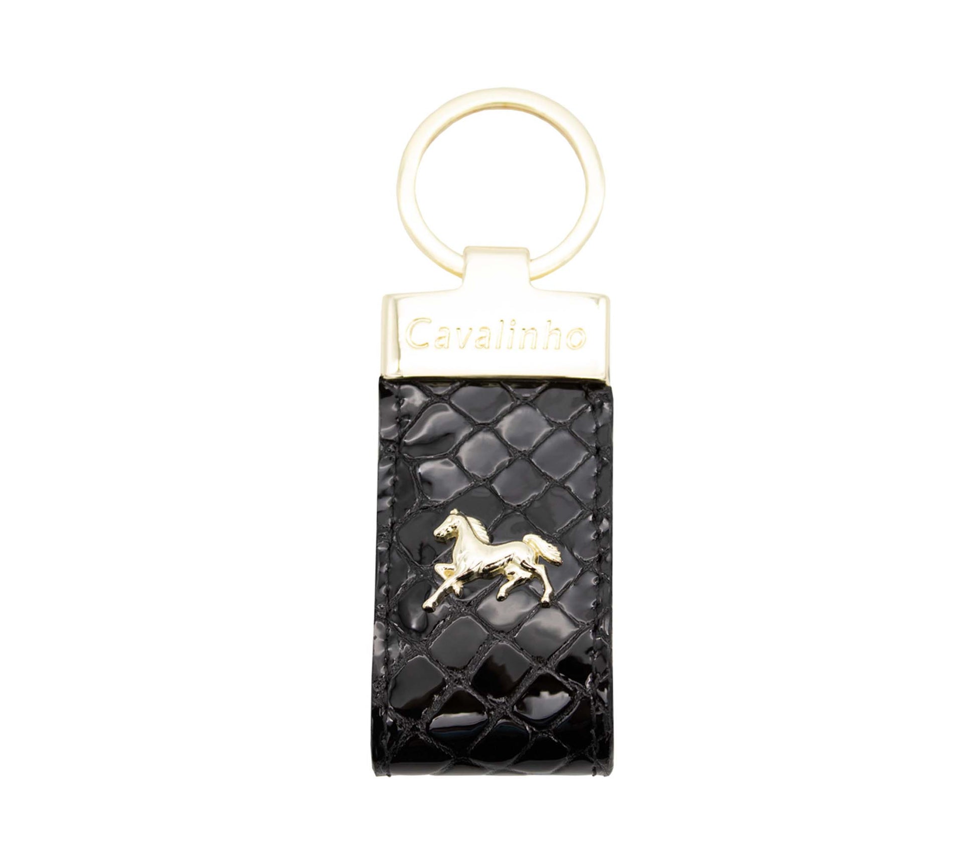 #color_ Black | Cavalinho Gallop Patent Leather Keychain - Black - 28170536.01_1