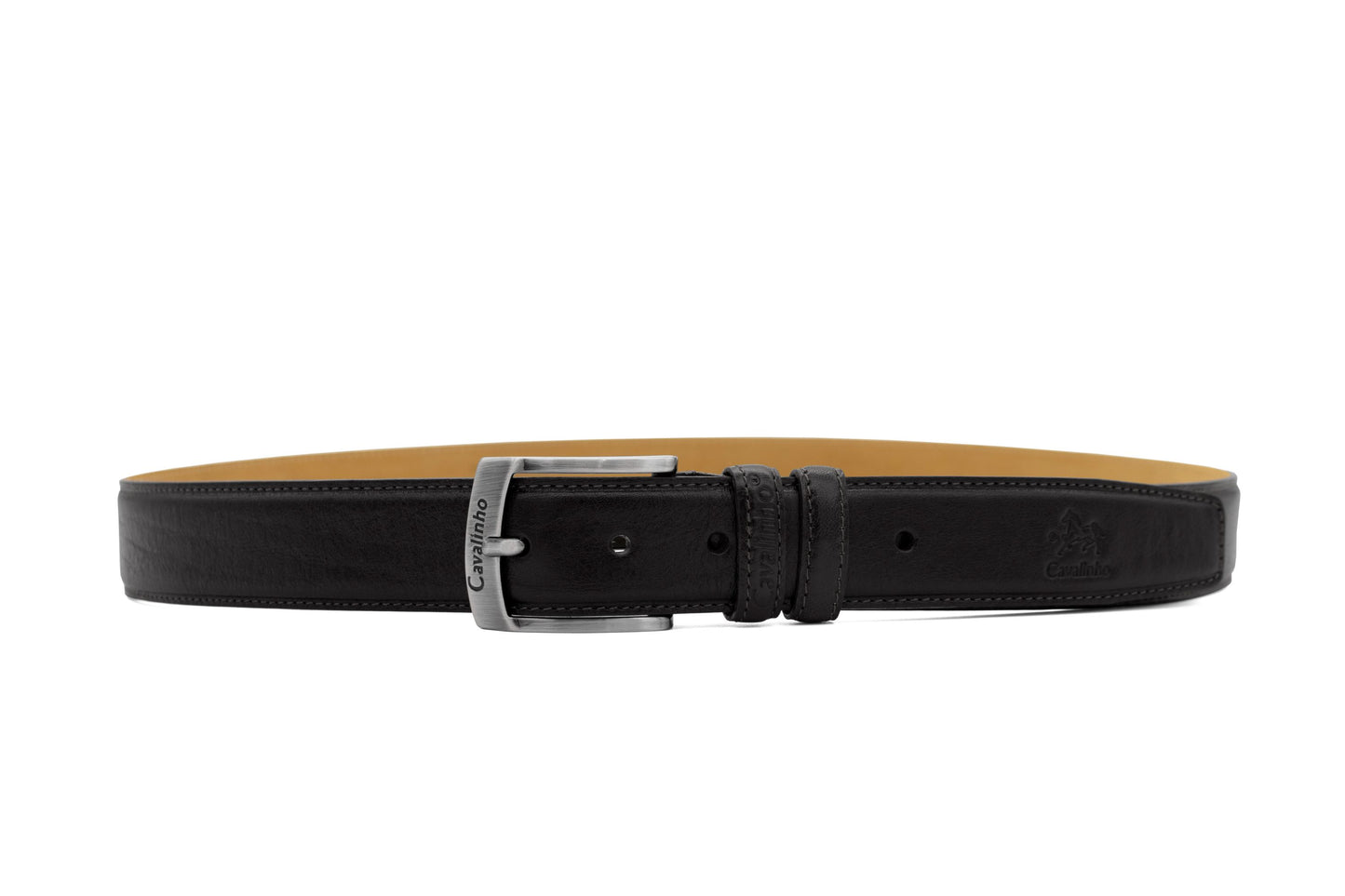 #color_ Black Silver | Cavalinho Classic Smooth Leather Belt - Black Silver - 58020505.01_1
