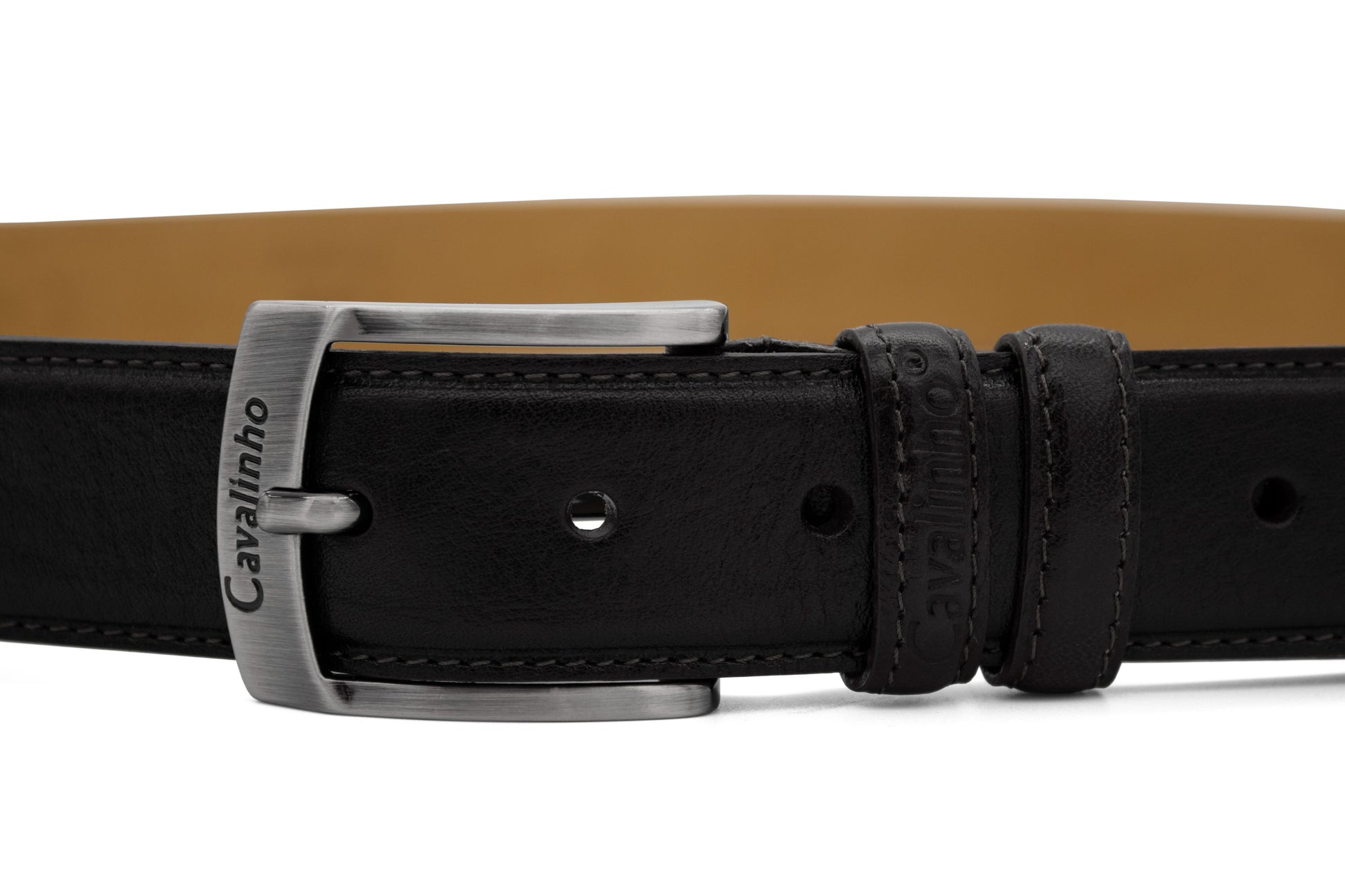 #color_ Black Silver | Cavalinho Classic Smooth Leather Belt - Black Silver - 58020505.01_2