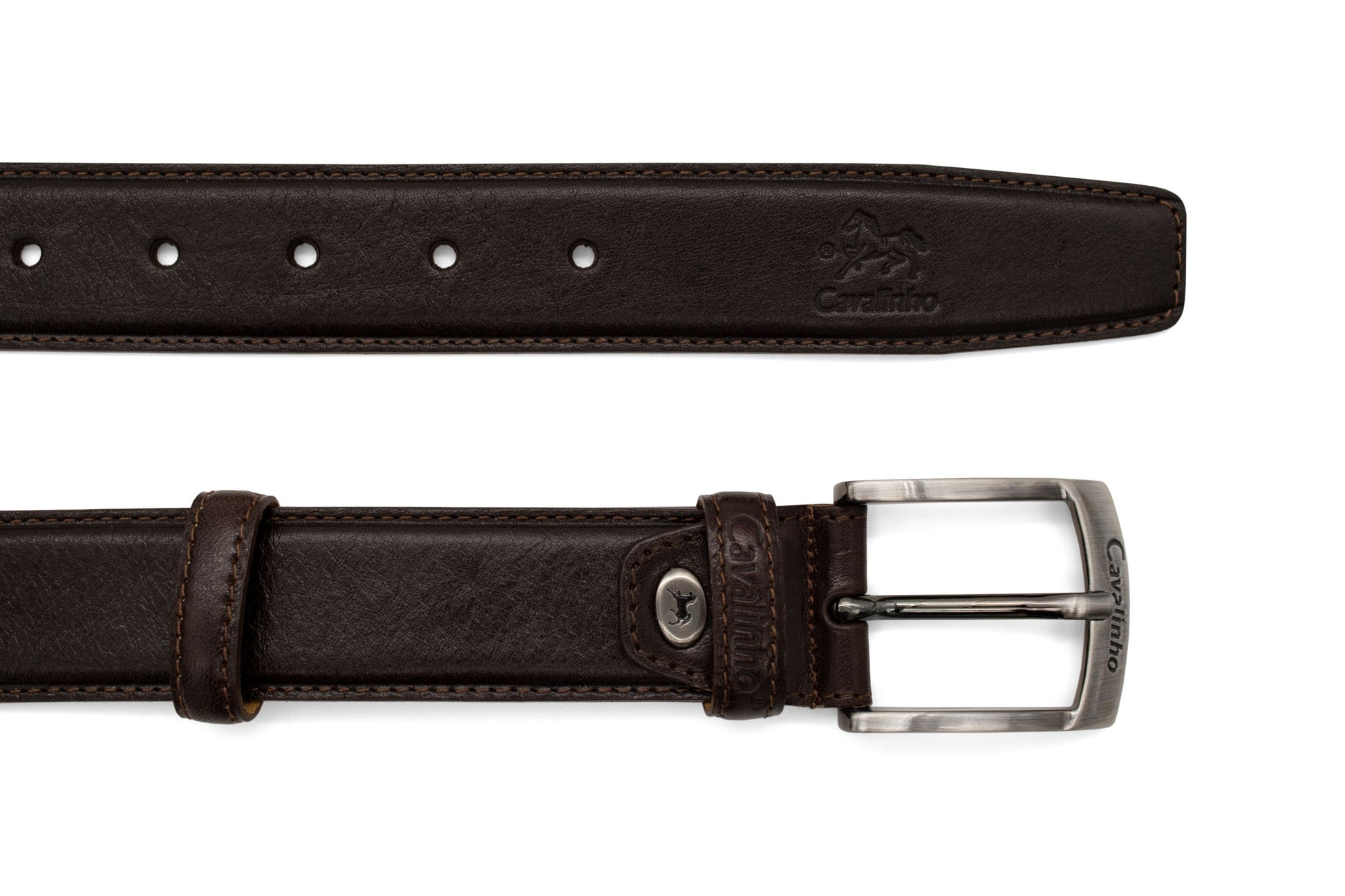 #color_ Brown Silver | Cavalinho Classic Smooth Leather Belt - Brown Silver - 58020505.02_3