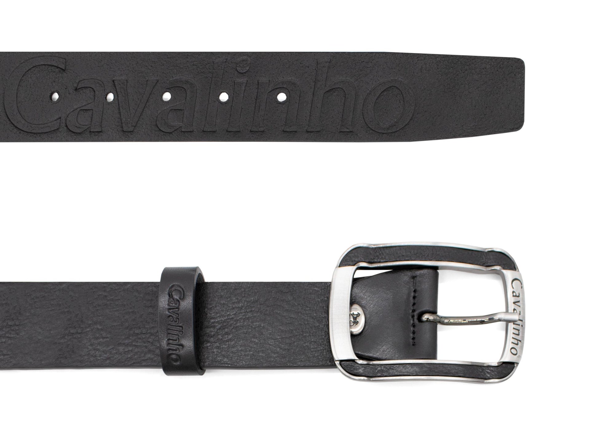 #color_ Black Silver | Cavalinho Men's Leather Belt - Black Silver - 58020510.01_2