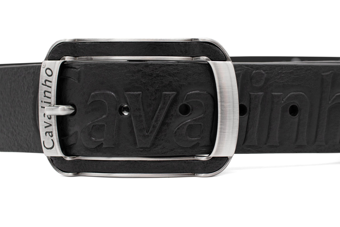#color_ Black Silver | Cavalinho Men's Leather Belt - Black Silver - 58020510.01_3