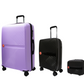 #color_ Black Black Lilac | Cavalinho Canada & USA Colorful 3 Piece Luggage Set (15", 19" & 28") - Black Black Lilac - 68020004.010139.S151928._2
