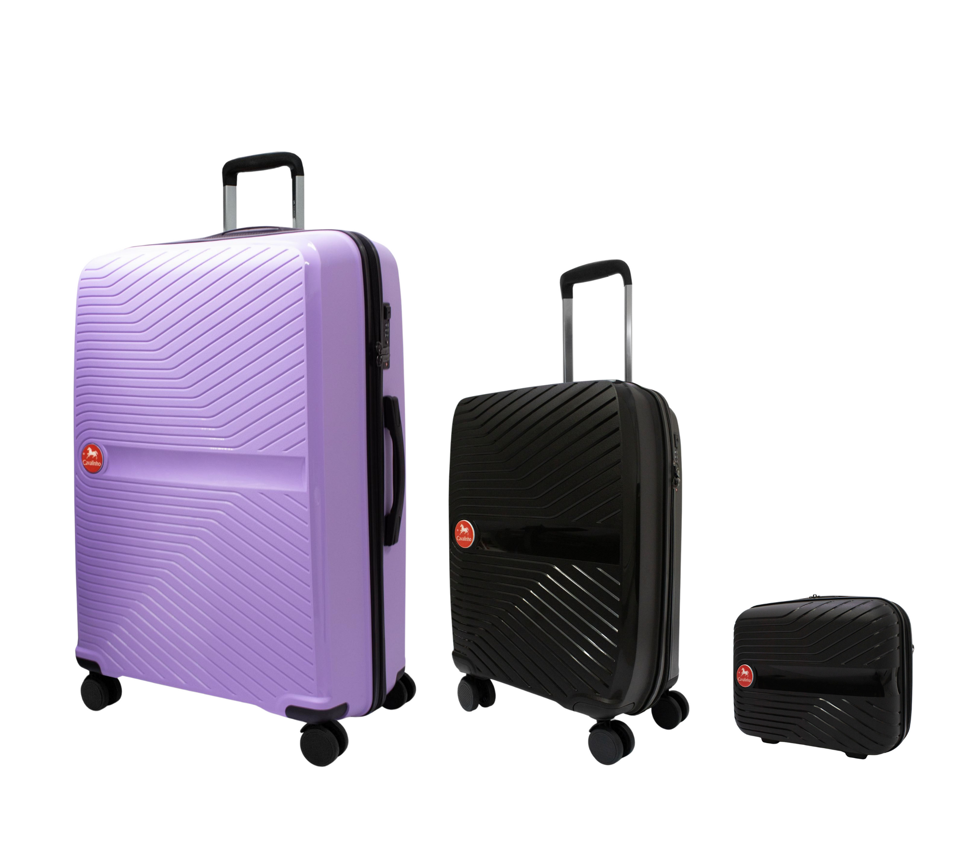 #color_ Black Black Lilac | Cavalinho Canada & USA Colorful 3 Piece Luggage Set (15", 19" & 28") - Black Black Lilac - 68020004.010139.S151928._2