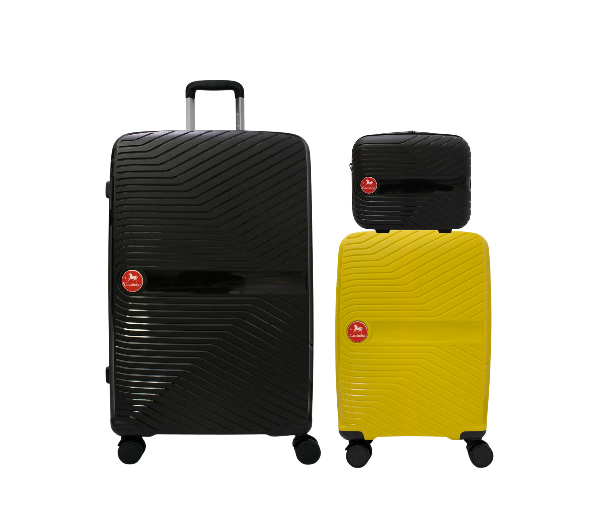 #color_ Black Yellow Black | Cavalinho Canada & USA Colorful 3 Piece Luggage Set (15", 19" & 28") - Black Yellow Black - 68020004.010801.S151928._1