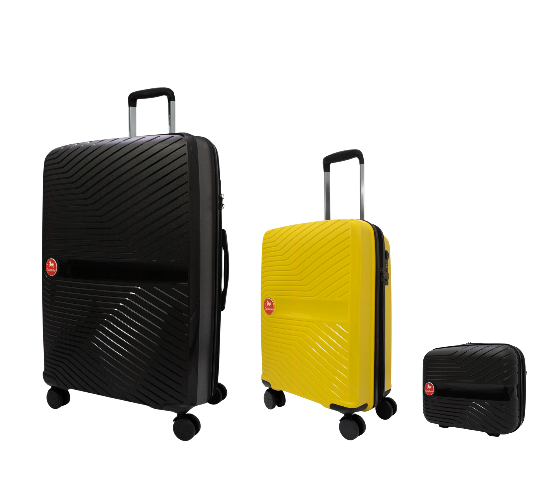 #color_ Black Yellow Black | Cavalinho Canada & USA Colorful 3 Piece Luggage Set (15", 19" & 28") - Black Yellow Black - 68020004.010801.S151928._2