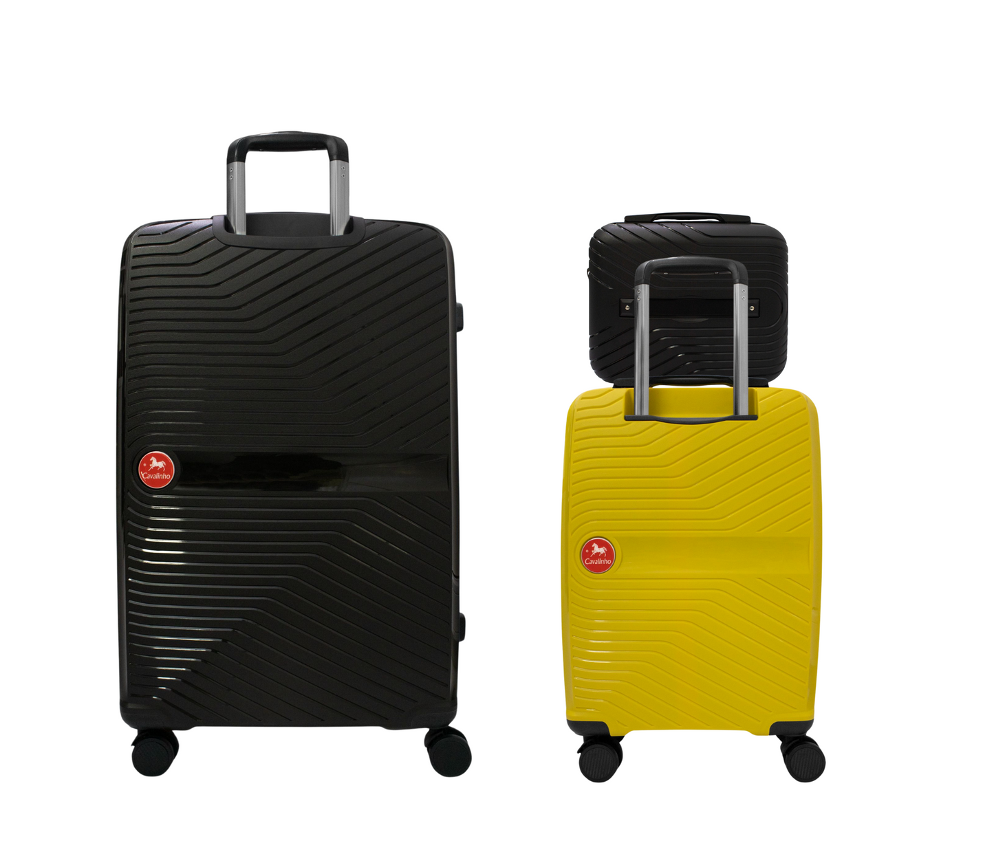 #color_ Black Yellow Black | Cavalinho Canada & USA Colorful 3 Piece Luggage Set (15", 19" & 28") - Black Yellow Black - 68020004.010801.S151928._3