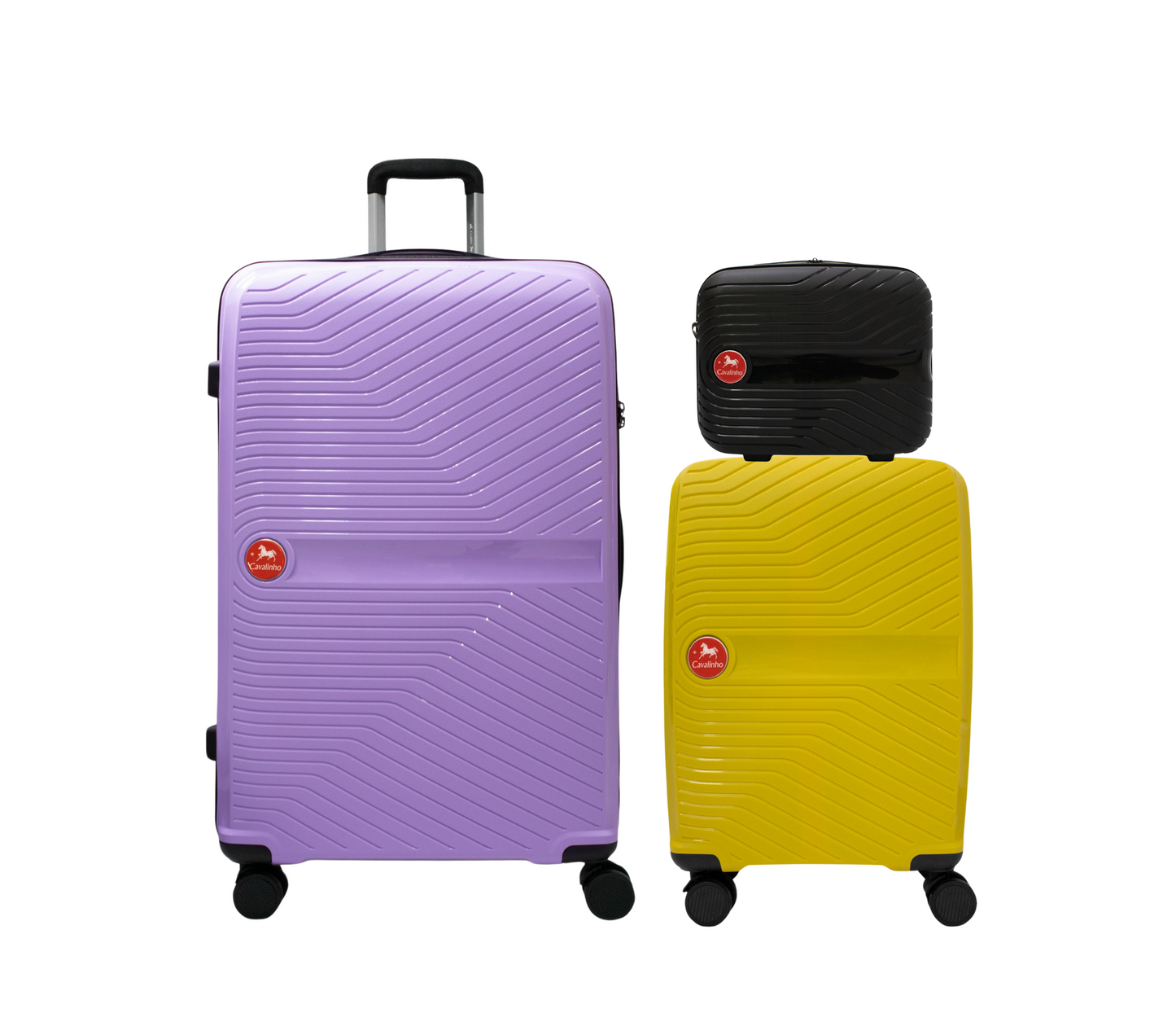 #color_ Black Yellow Lilac | Cavalinho Canada & USA Colorful 3 Piece Luggage Set (15", 19" & 28") - Black Yellow Lilac - 68020004.010839.S151928._1