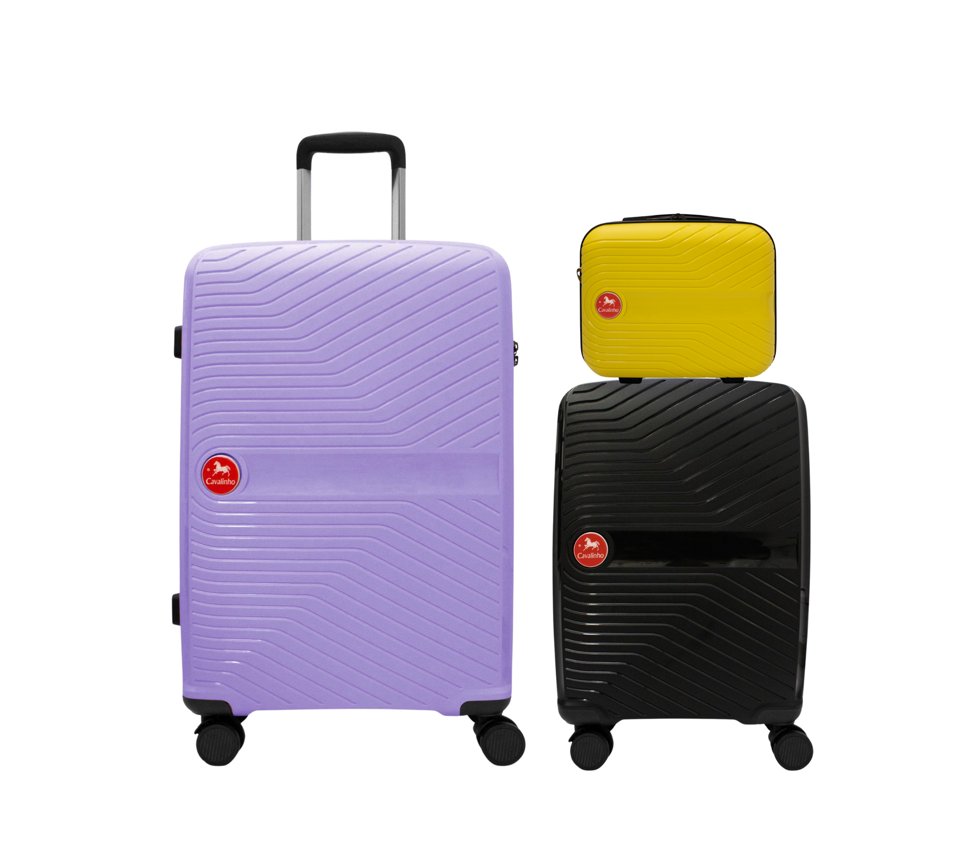 #color_ Yellow Black Lilac | Cavalinho Canada & USA Colorful 3 Piece Luggage Set (15", 19" & 28") - Yellow Black Lilac - 68020004.080139.S151928._1