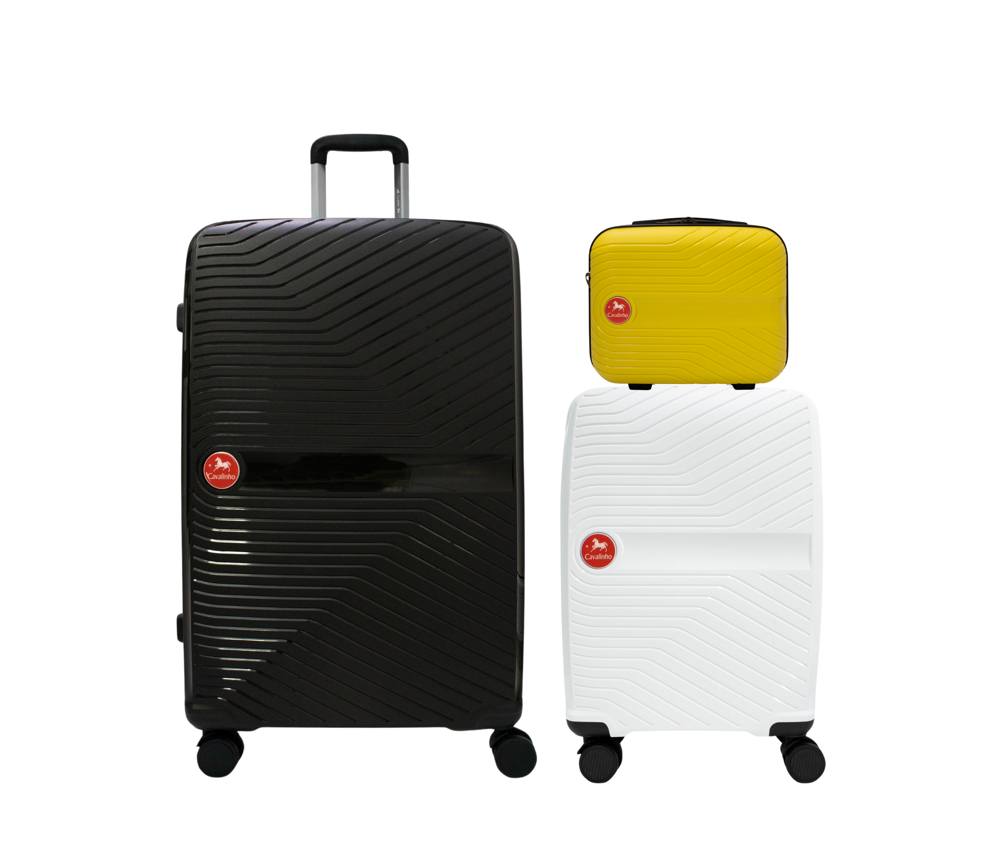 #color_ Yellow White Black | Cavalinho Canada & USA Colorful 3 Piece Luggage Set (15", 19" & 28") - Yellow White Black - 68020004.080601.S151928._1