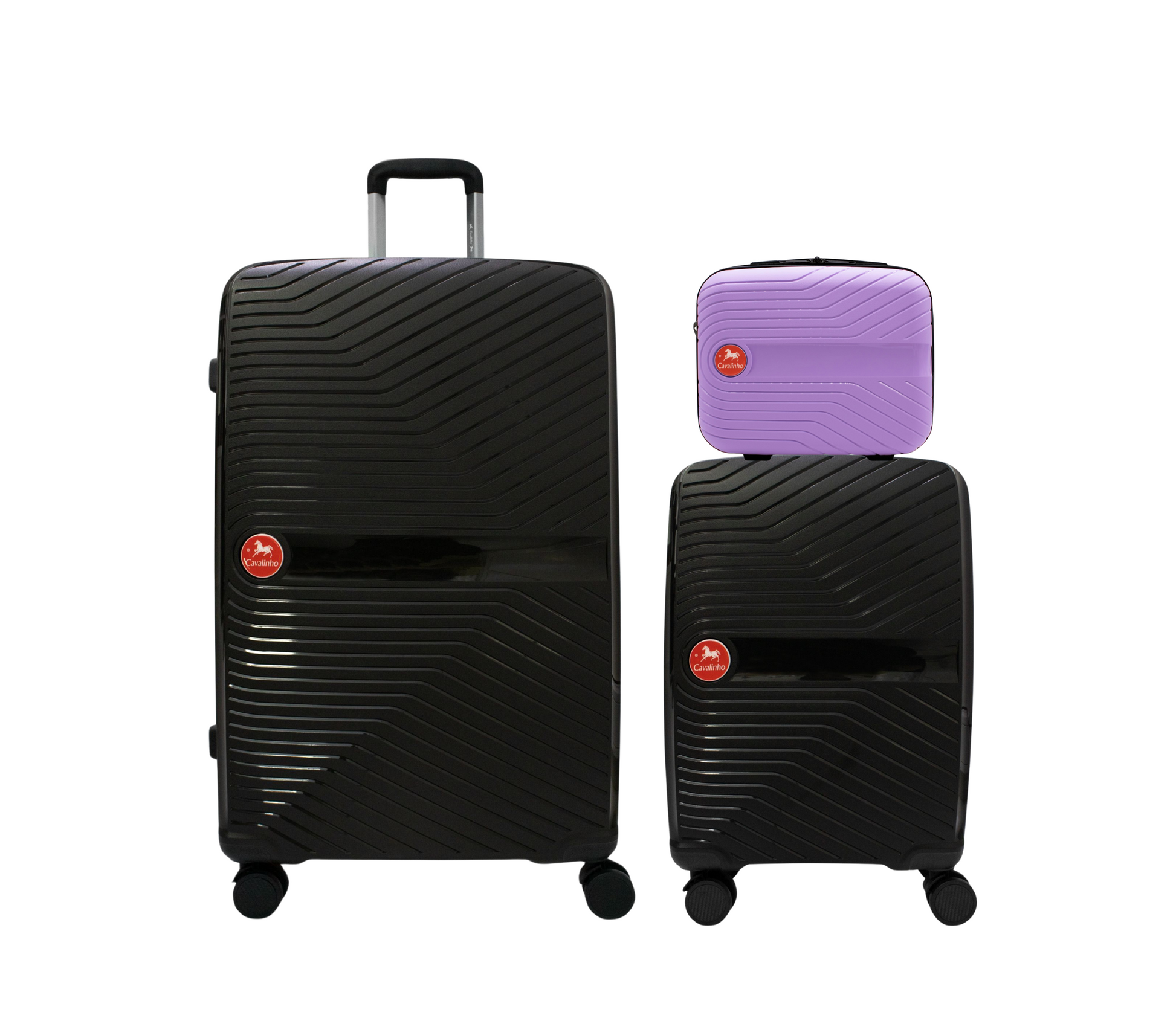 #color_ Lilac Black Black | Cavalinho Canada & USA Colorful 3 Piece Luggage Set (15", 19" & 28") - Lilac Black Black - 68020004.390101.S151928._1