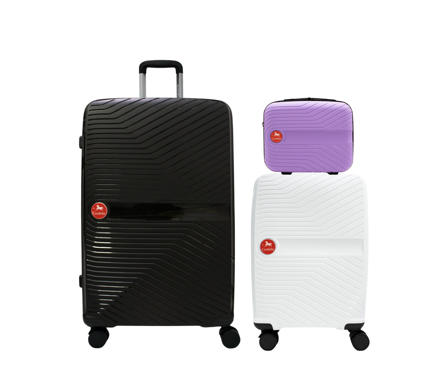 #color_ Lilac White Black | Cavalinho Canada & USA Colorful 3 Piece Luggage Set (15", 19" & 28") - Lilac White Black - 68020004.390601.S151928._1
