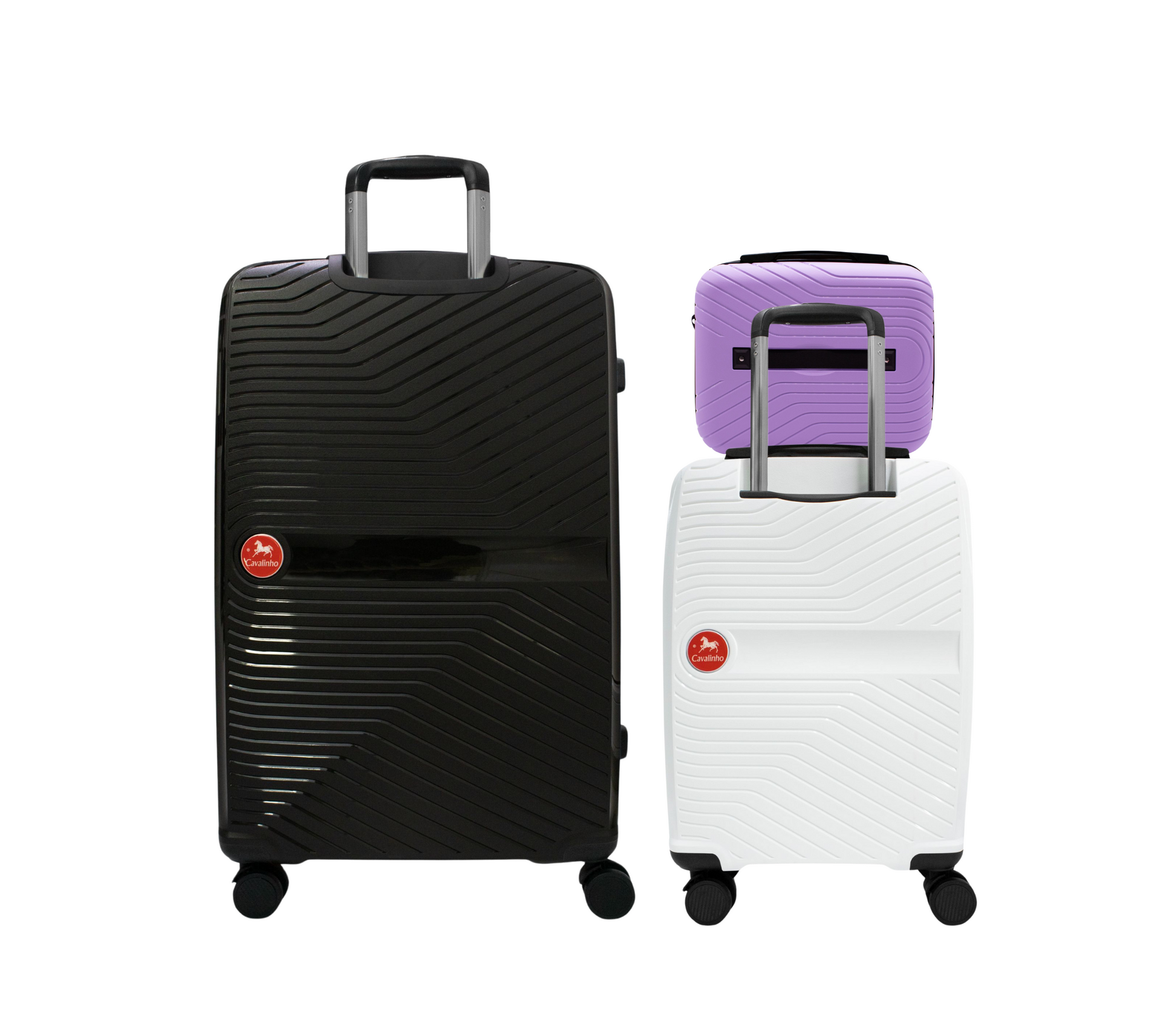 #color_ Lilac White Black | Cavalinho Canada & USA Colorful 3 Piece Luggage Set (15", 19" & 28") - Lilac White Black - 68020004.390601.S151928._3