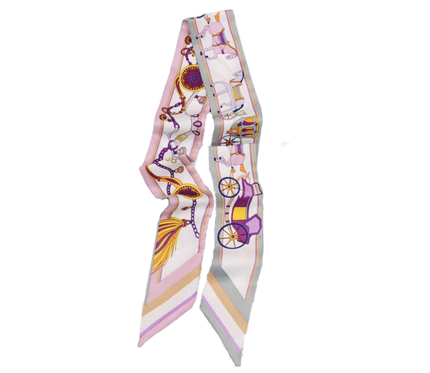 #color_ Carriage with Horses Lilac Grey LightPink | Relhok Handbag Skinny Scarf - Carriage with Horses Lilac Grey LightPink - CarriagewithHorsesLilacGreyLightPink