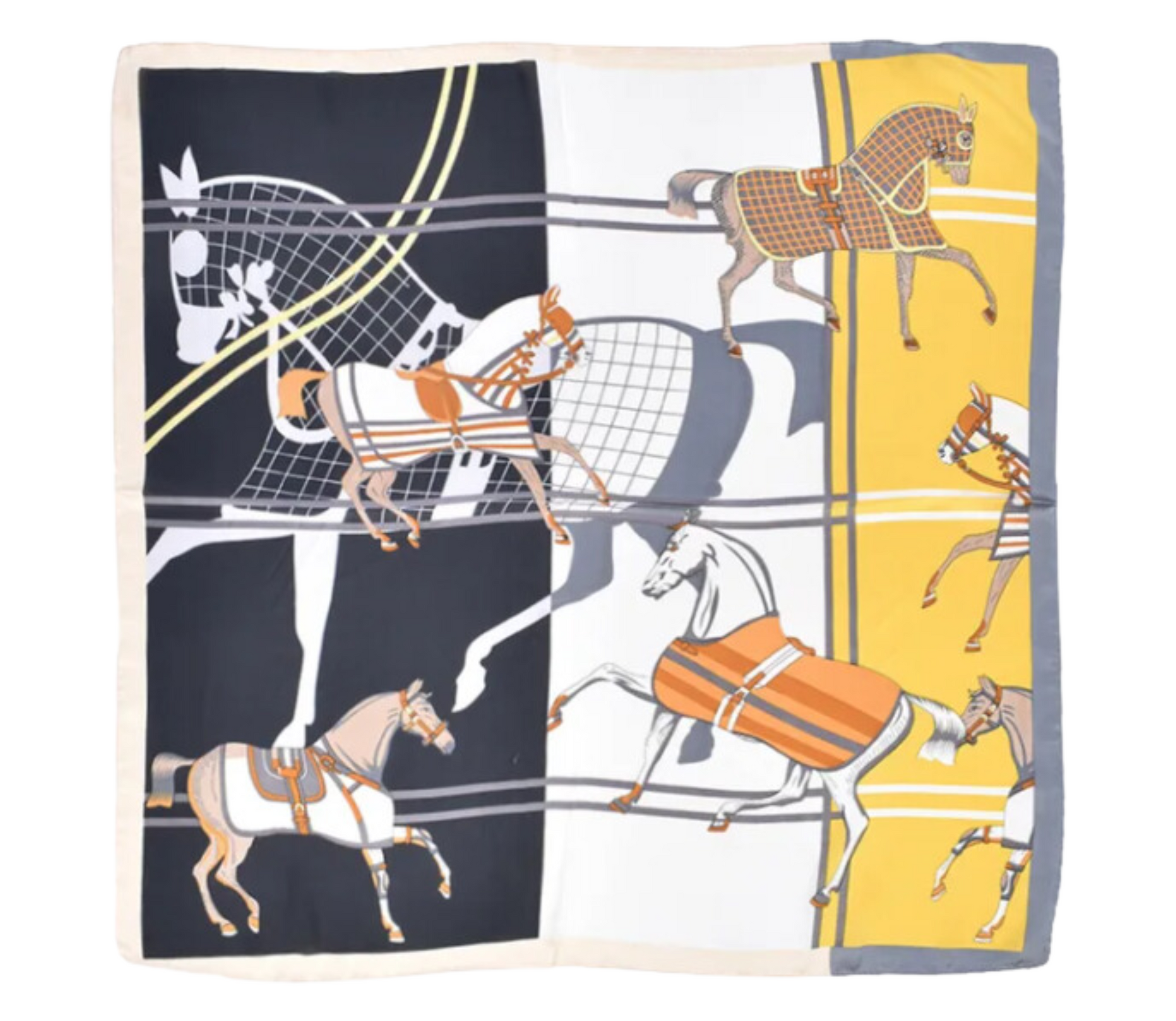 #color_ Black and Yellow | Relhok Multiple Horses Scarf - Black and Yellow - blackandyellowscarf