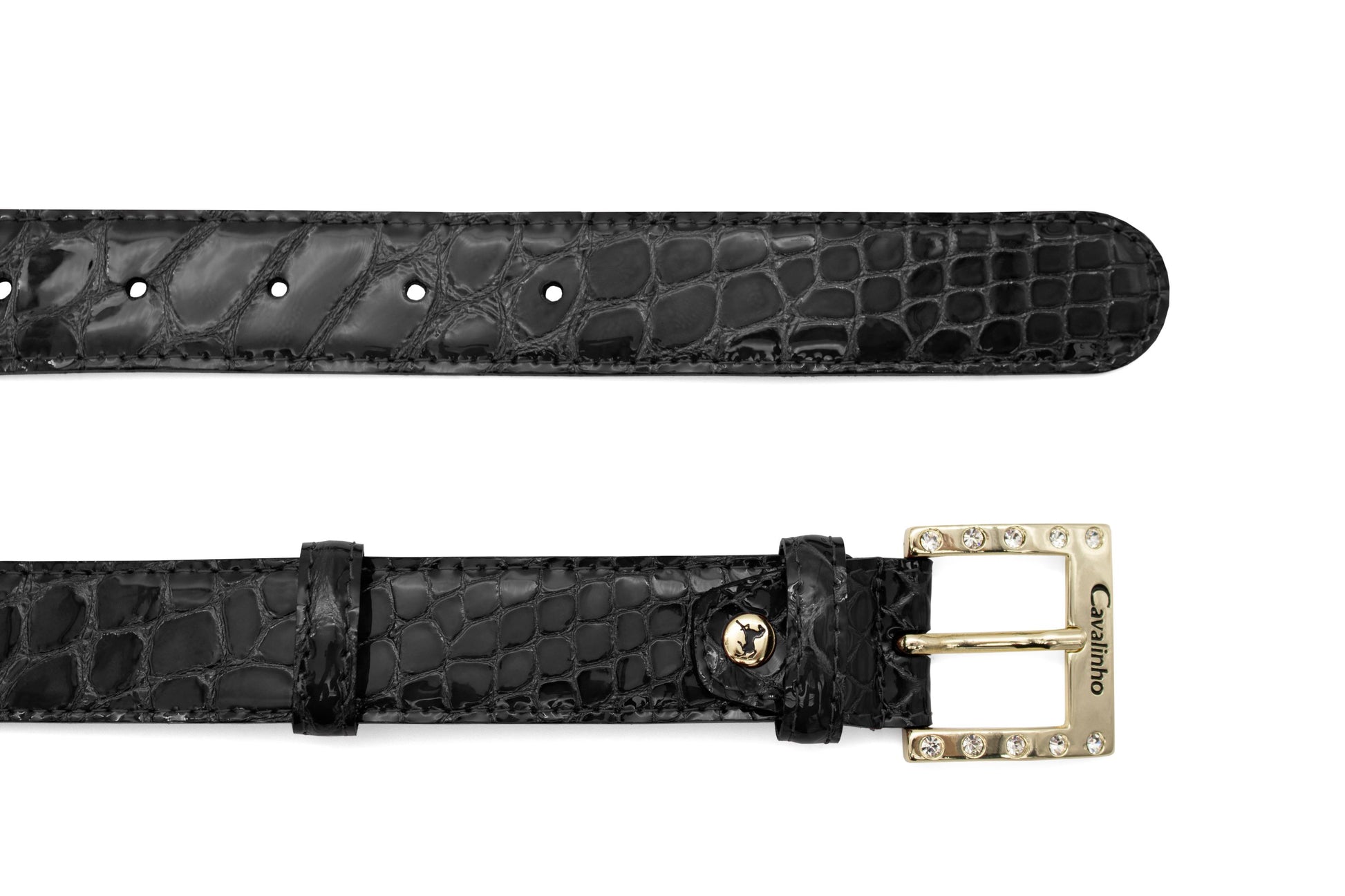 #color_ Black Gold | Cavalinho Gallop Patent Leather Belt - Black Gold - 58010805.01_3