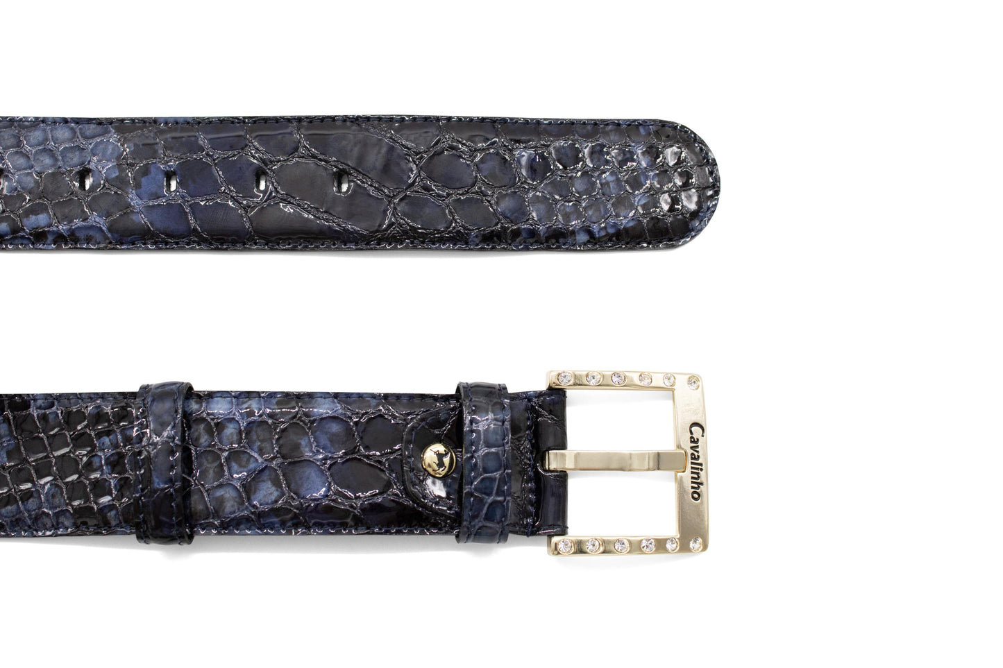 #color_ Navy Gold | Cavalinho Classic Patent Leather Belt - Navy Gold - 58010808.03_2