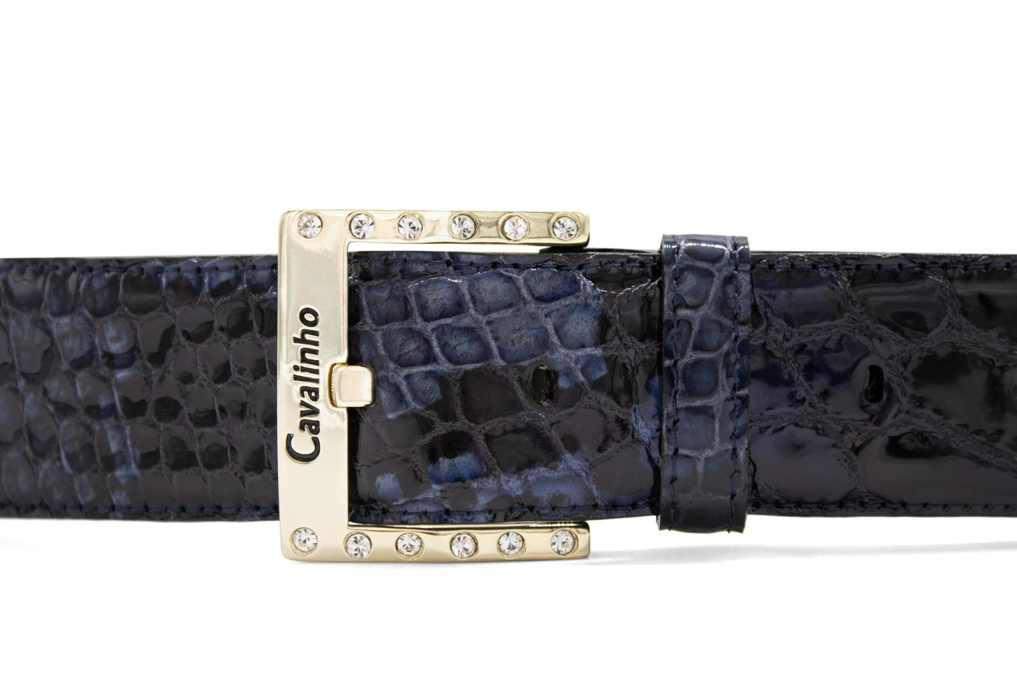 #color_ Navy Gold | Cavalinho Classic Patent Leather Belt - Navy Gold - 58010808.03_3