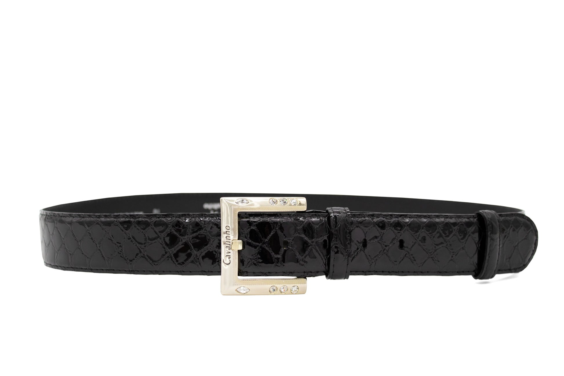 #color_ Black Gold | Cavalinho Gallop Patent Leather Belt - Black Gold - 58010810.01_1