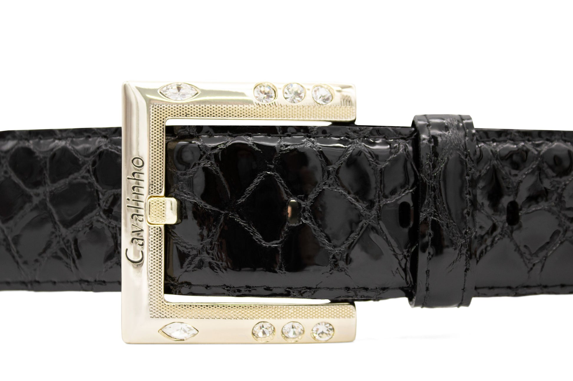 #color_ Black Gold | Cavalinho Gallop Patent Leather Belt - Black Gold - 58010810.01_2