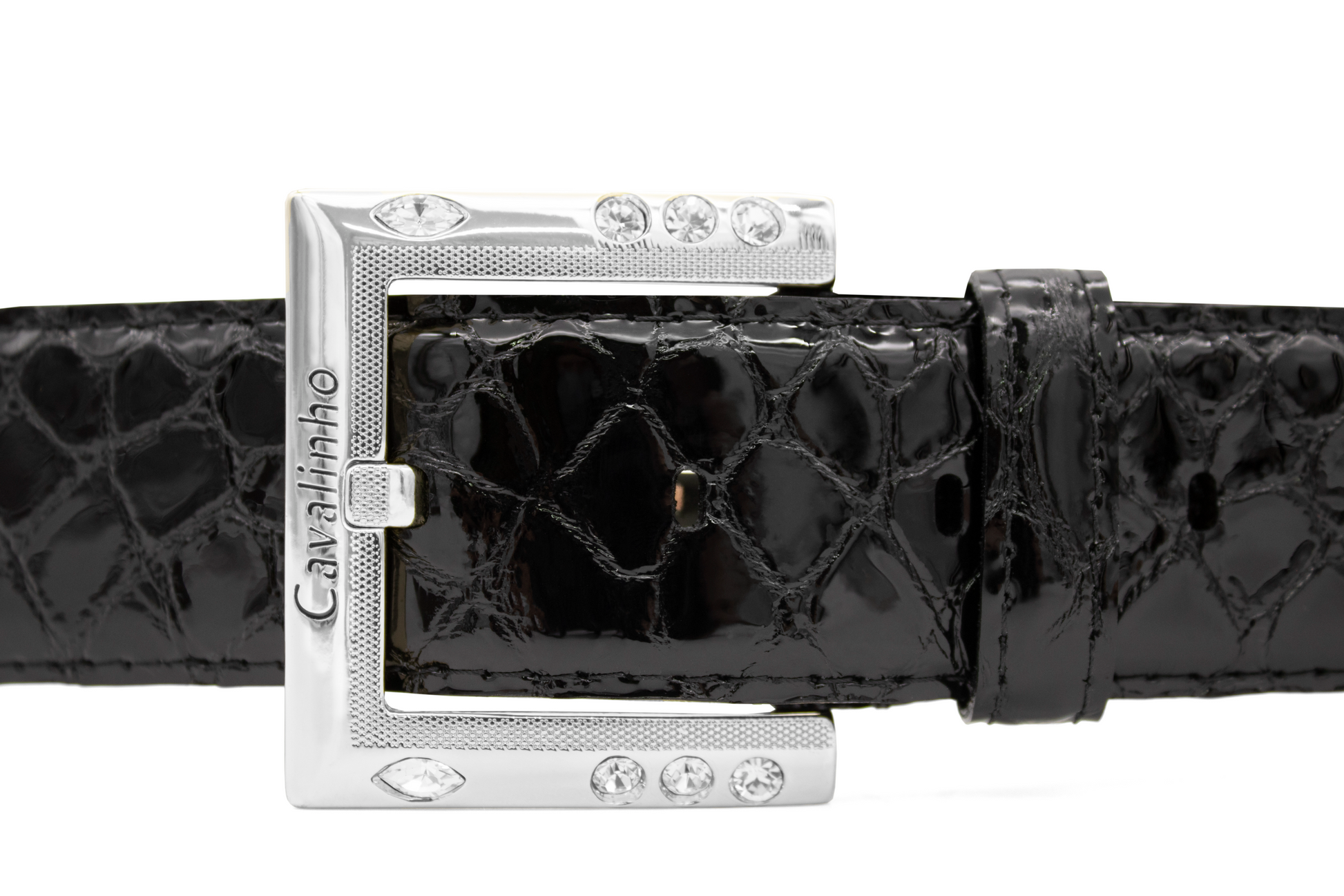 #color_ Black Silver | Cavalinho Gallop Patent Leather Belt - Black Silver - 58010810.S.01_2