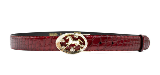 #color_ Red Gold | Cavalinho Oval Horse Leather Belt - Red Gold - 58010817.04_1