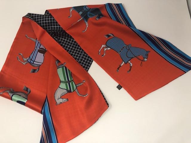#color_ Orange with black check lining | Relhok Long - Horses In blankets Scarf - Orange with black check lining - IMG_0083