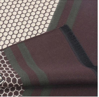 #color_ Beige (with brown green) | Relhok Honeycomb Bee Scarf - Beige (with brown green) - MensScarves-1