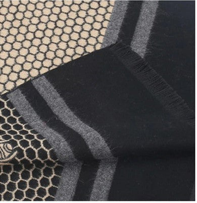 #color_ Khaki (with black grey) | Relhok Honeycomb Bee Scarf - Khaki (with black grey) - MensScarves-2