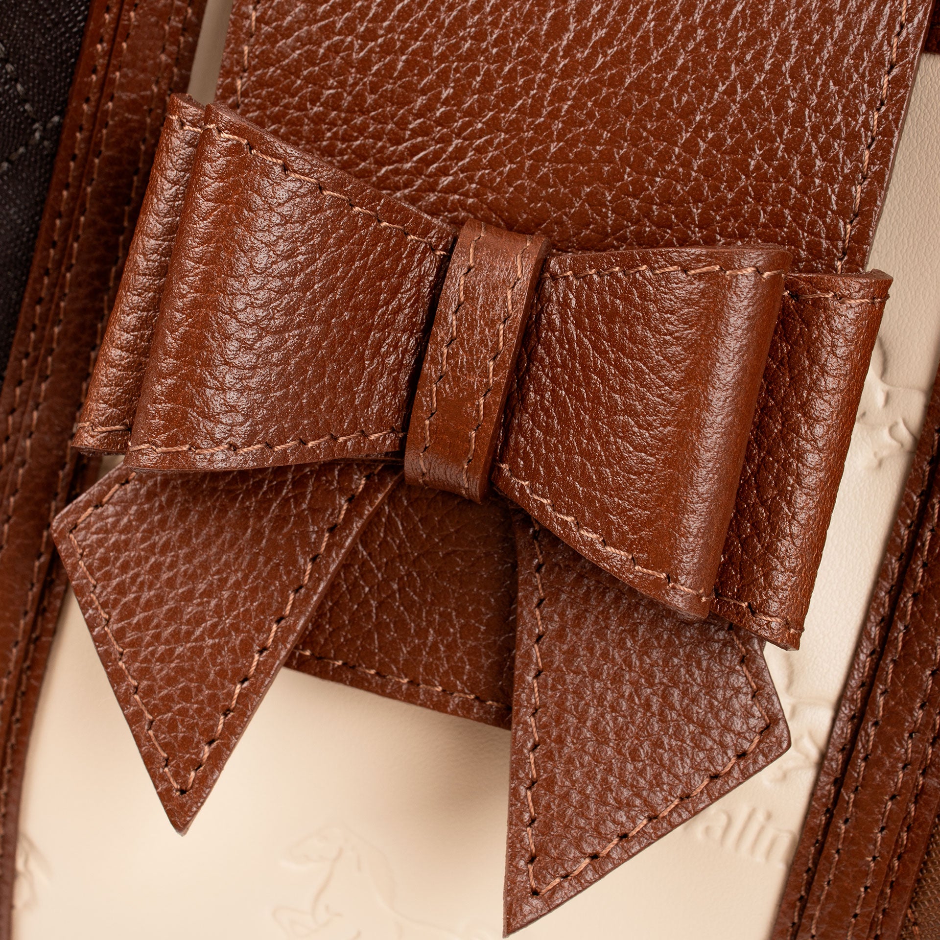 Cavalinho Sublime Designer Handbag with Bow SKU 16060272.20 #color_darkbrown / saddlebrown