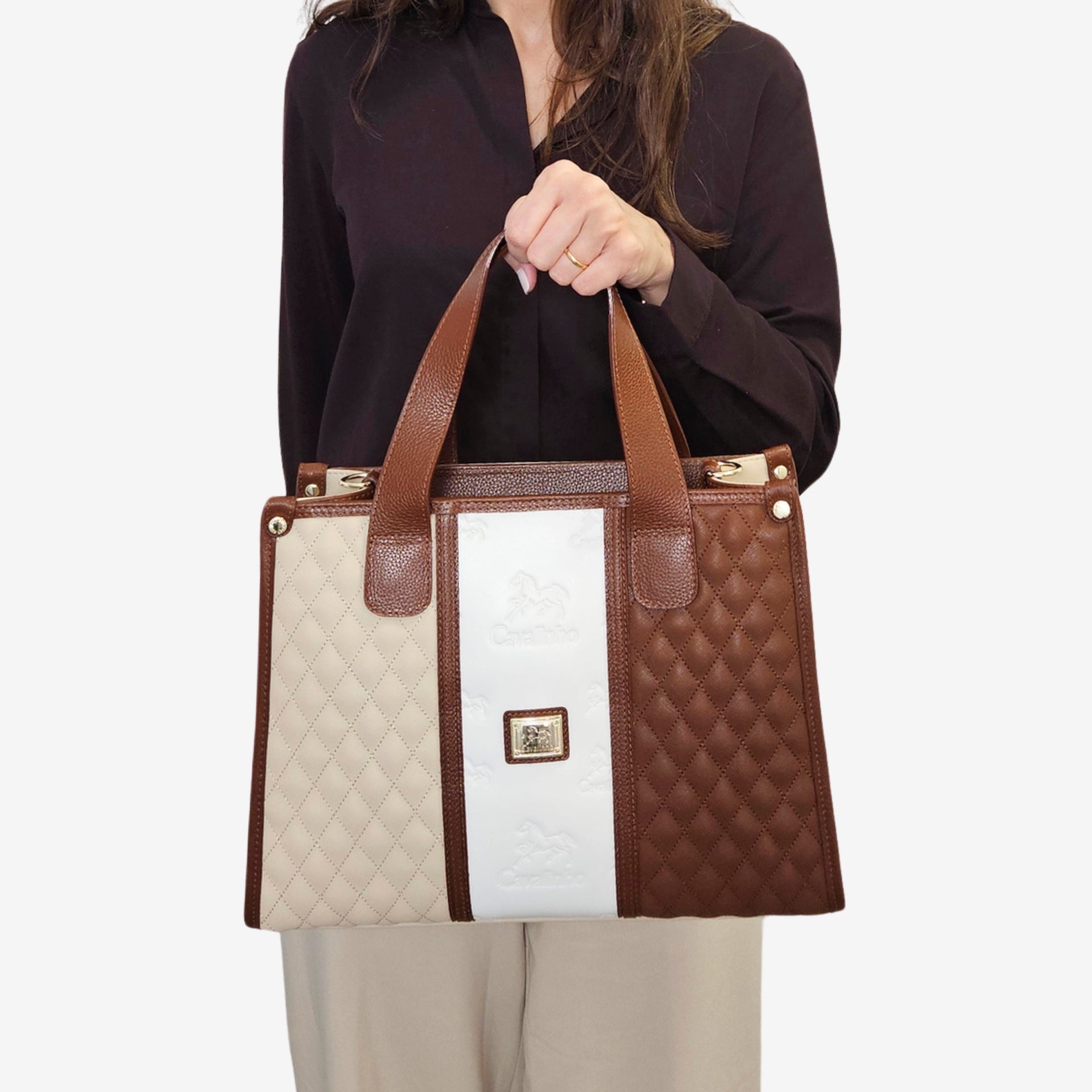 Cavalinho Sublime Large Designer Handbag SKU 16060611.34 #color_saddlebrown multi-color