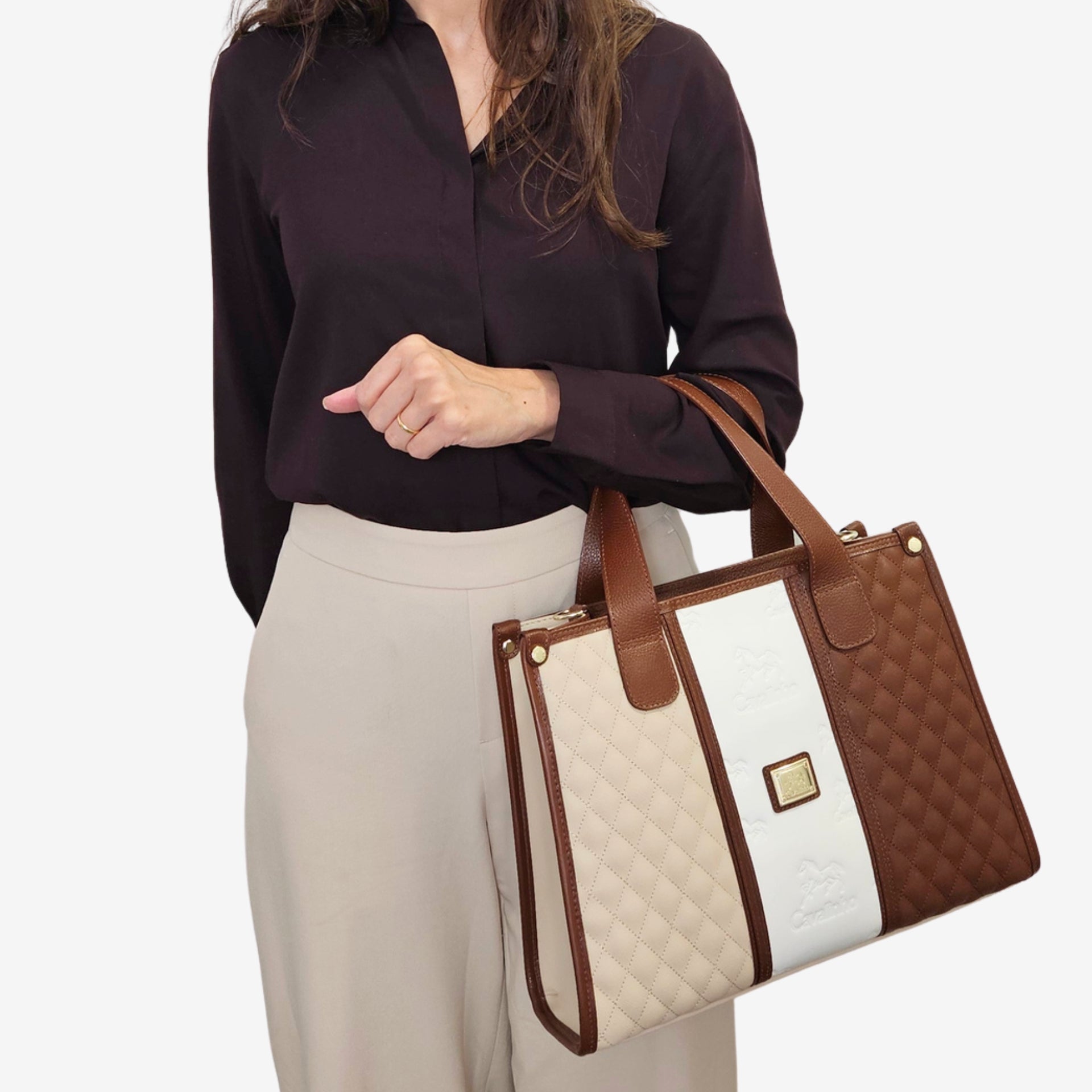 Cavalinho Sublime Large Designer Handbag SKU 16060611.34 #color_saddlebrown multi-color