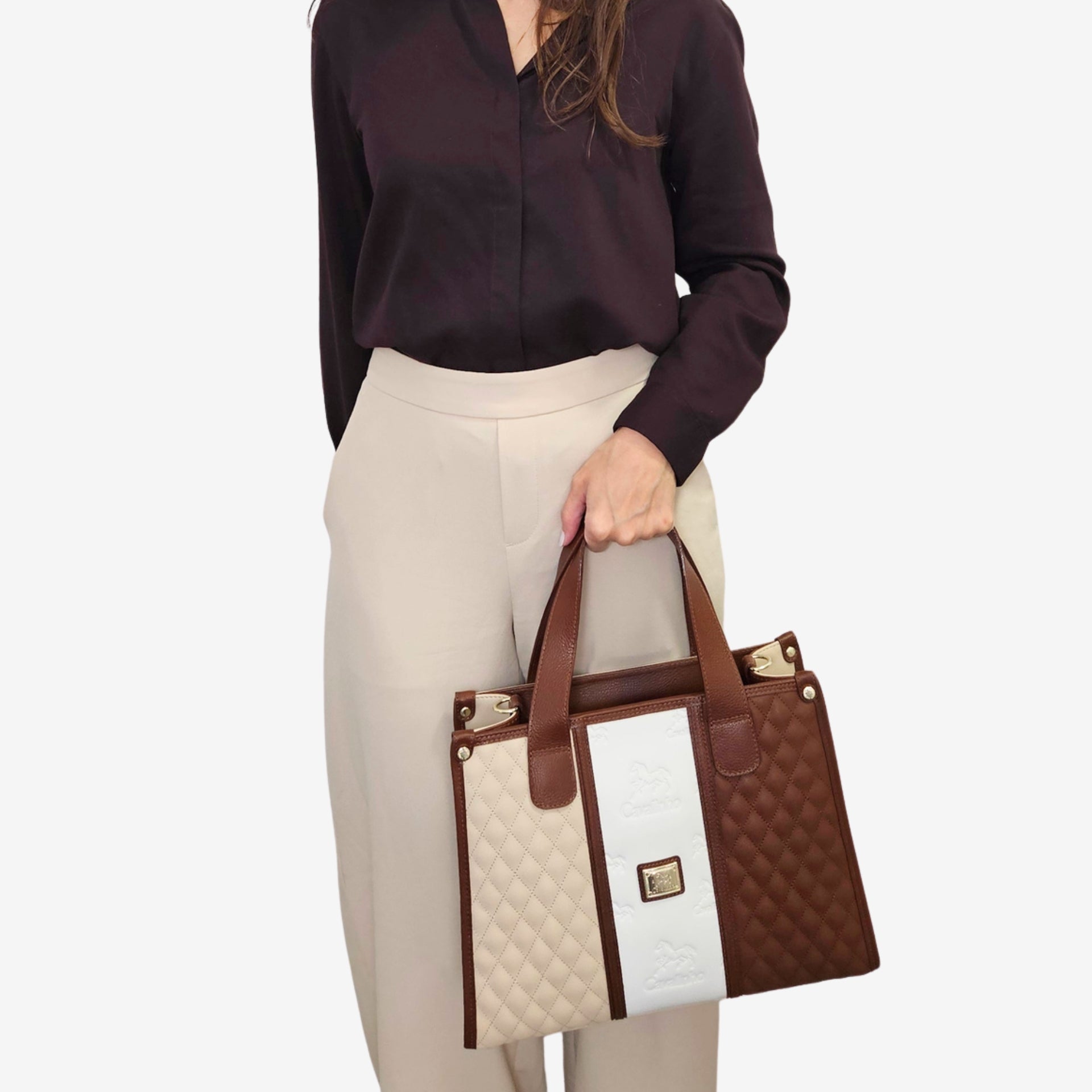 Cavalinho Sublime Large Designer Handbag SKU 16060611.34 #color_saddlebrown multi-color