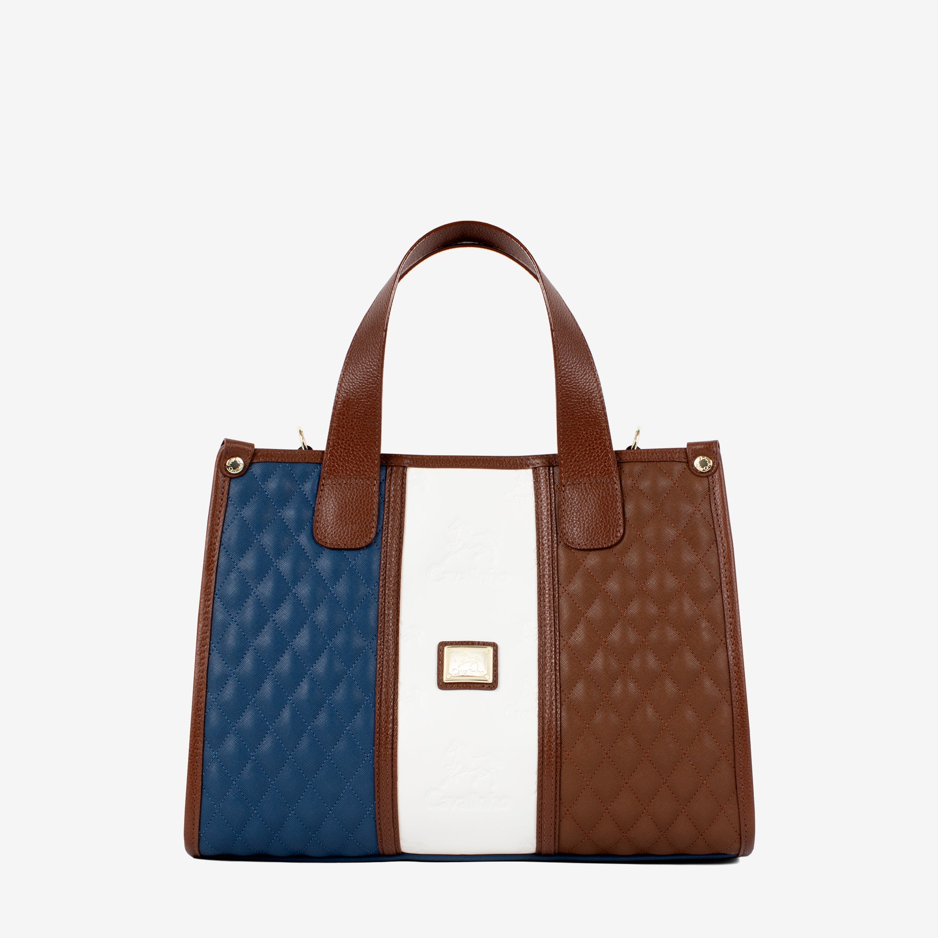 Cavalinho Sublime Large Designer Handbag SKU 16060611.48 #color_blue / white / saddlebrown