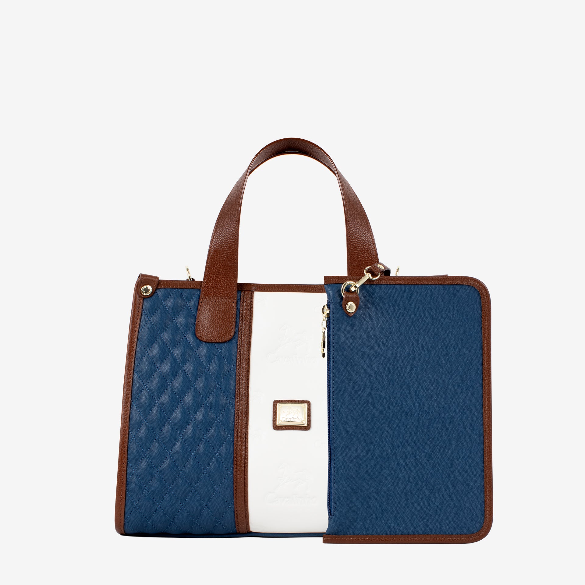Cavalinho Sublime Large Designer Handbag SKU 16060611.48 #color_blue / white / saddlebrown