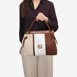 Cavalinho Sublime Brown White Beige Designer Handbag SKU 16060627.34 #color_Saddlebrown multi-color