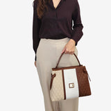 Cavalinho Sublime Brown White Beige Designer Handbag SKU 16060627.34 #color_Saddlebrown multi-color