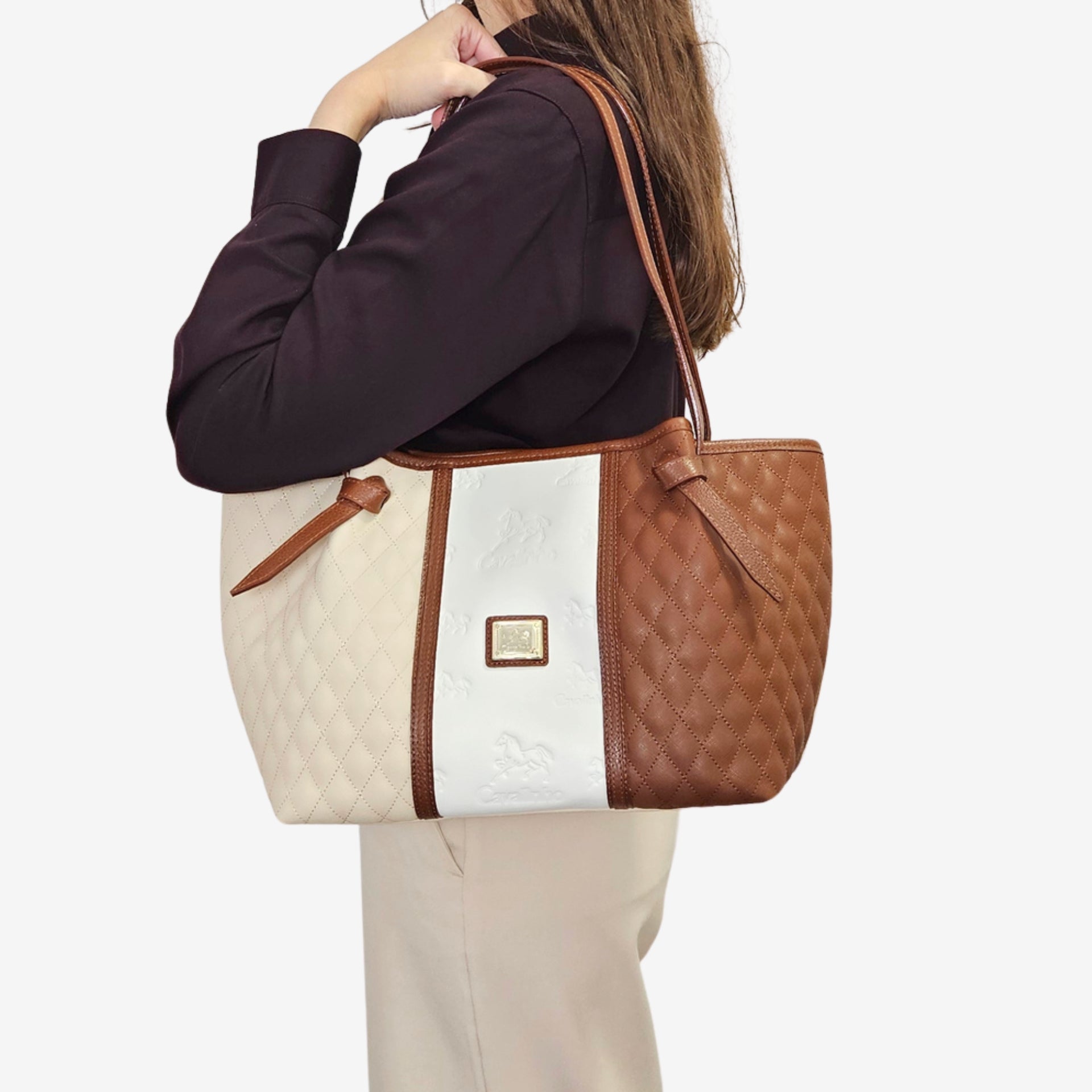 Cavalinho Sublime Designer Tote Shoulder Bag SKU 16060637.34 #color_Saddlebrown multi-color