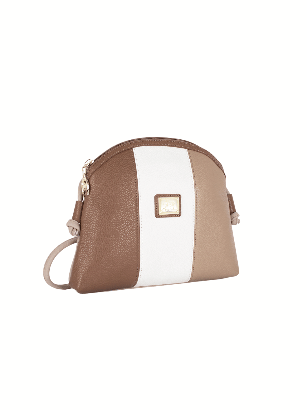 Cavalinho Soft Skin Leather Crossbody Bag SKU 16070005.31 #color_Tan / White / Beige