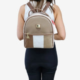 Cavalinho Soft Skin Canvas and Leather Backpack for Women SKU 16070207.31 #color_Tan / White / Beige