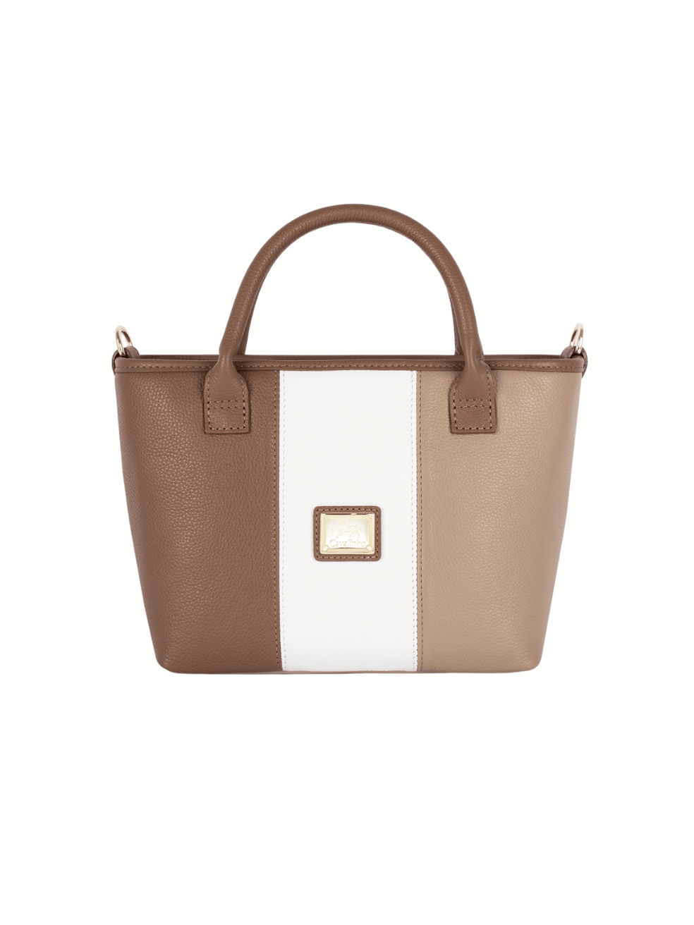 Cavalinho Soft Skin Leather Mini Handbag SKU 16070243.31 #color_Tan / White / Beige