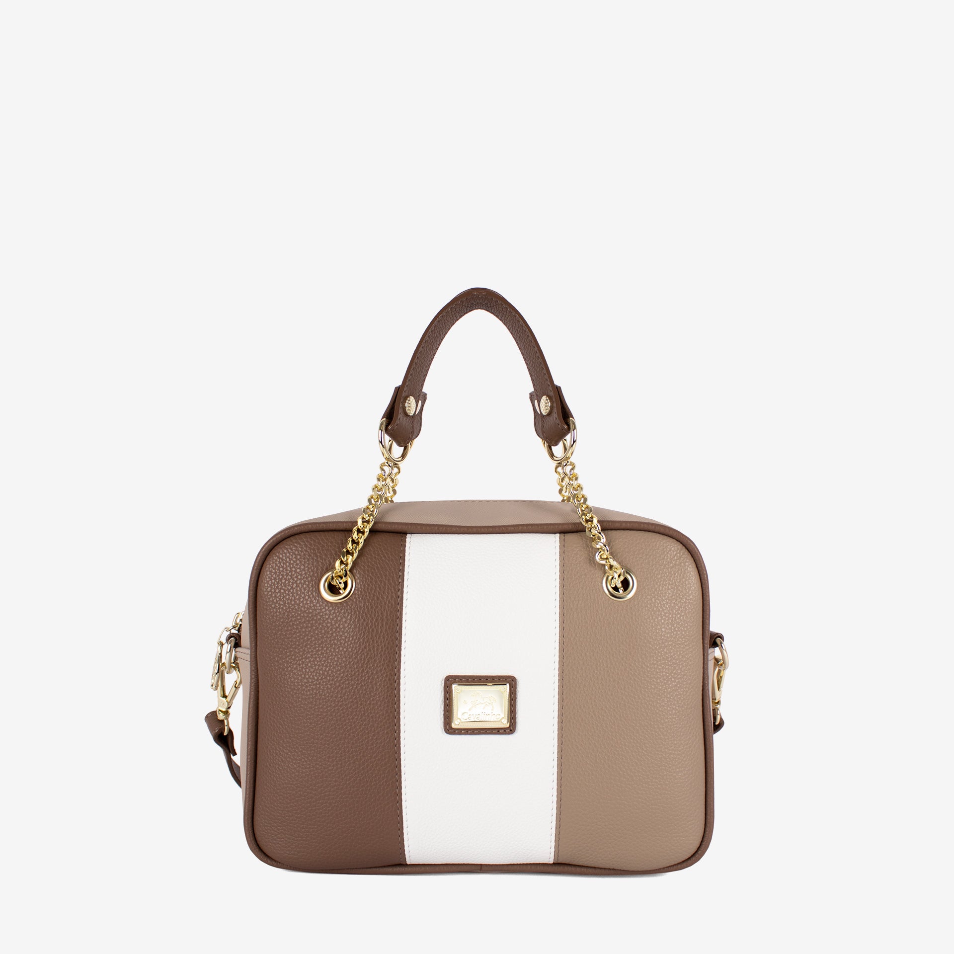 Cavalinho Soft Skin Canvas & Leather Handbag SKU 16070512.31 #color_Tan / White / Beige