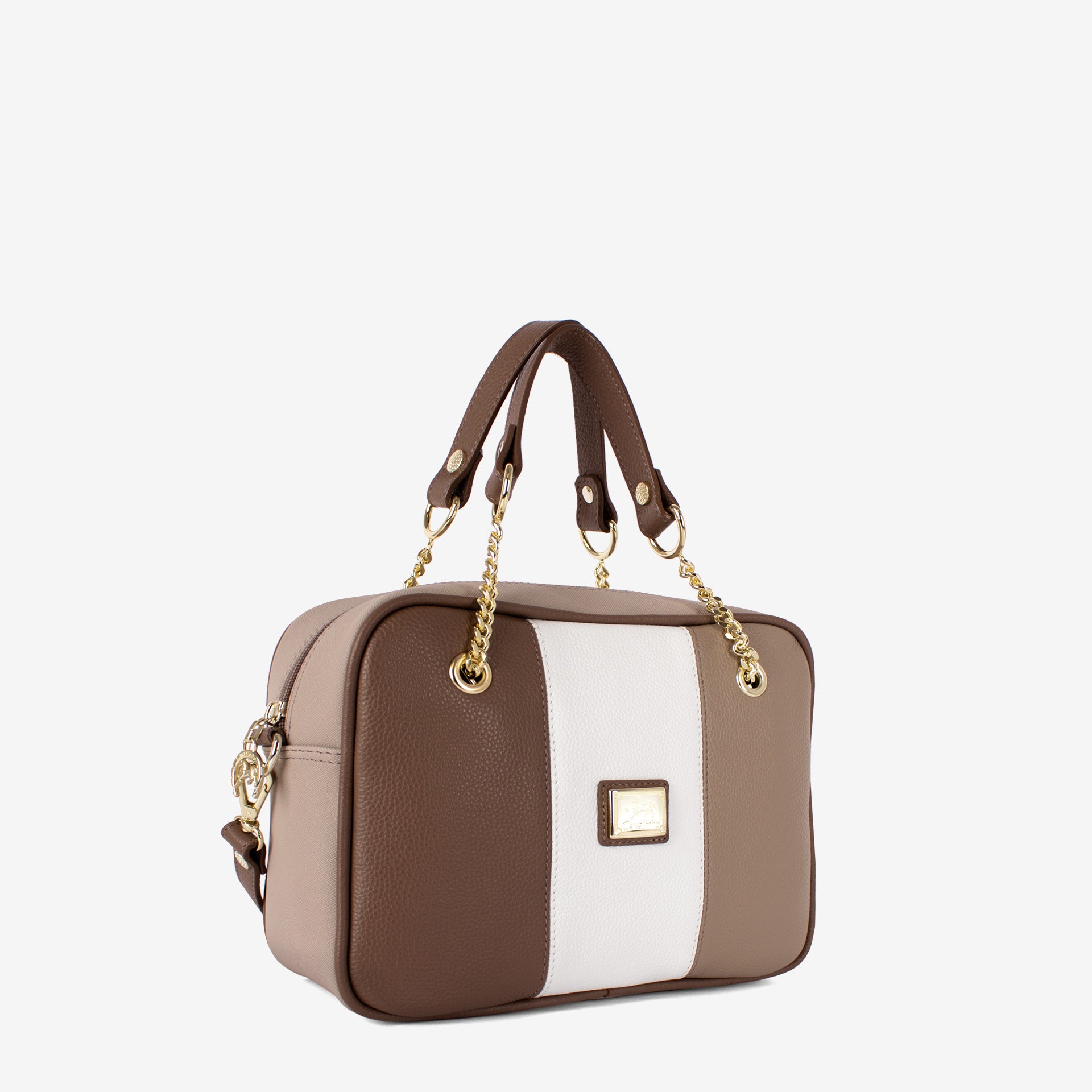 Cavalinho Soft Skin Canvas & Leather Handbag SKU 16070512.31 #color_Tan / White / Beige