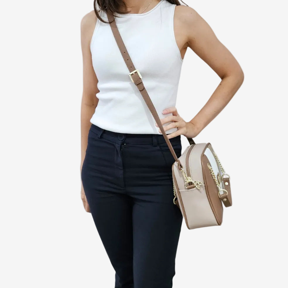 Cavalinho Soft Skin Leather Handbag SKU 16070512.31 #color_Tan / White / Beige