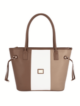 Cavalinho Soft Skin Leather Tote Bag SKU 16070520.31 #color_Tan / White / Beige