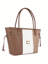 Cavalinho Soft Skin Leather Tote Bag SKU 16070520.31 #color_Tan / White / Beige