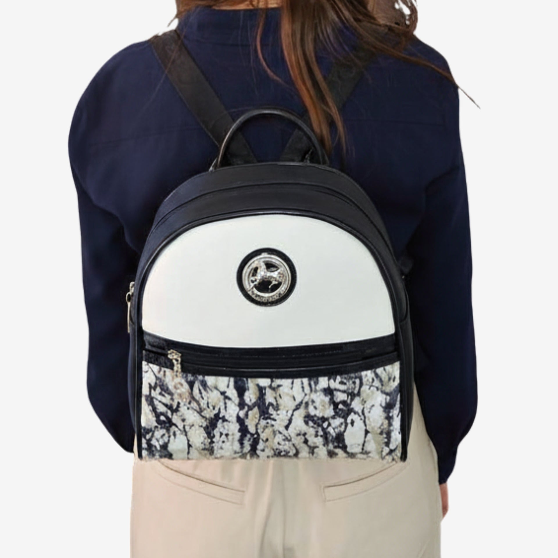 Cavalinho Acqua Marine Navy Backpack with Sea Marble Pattern SKU 16120301.22 #color_navy / white