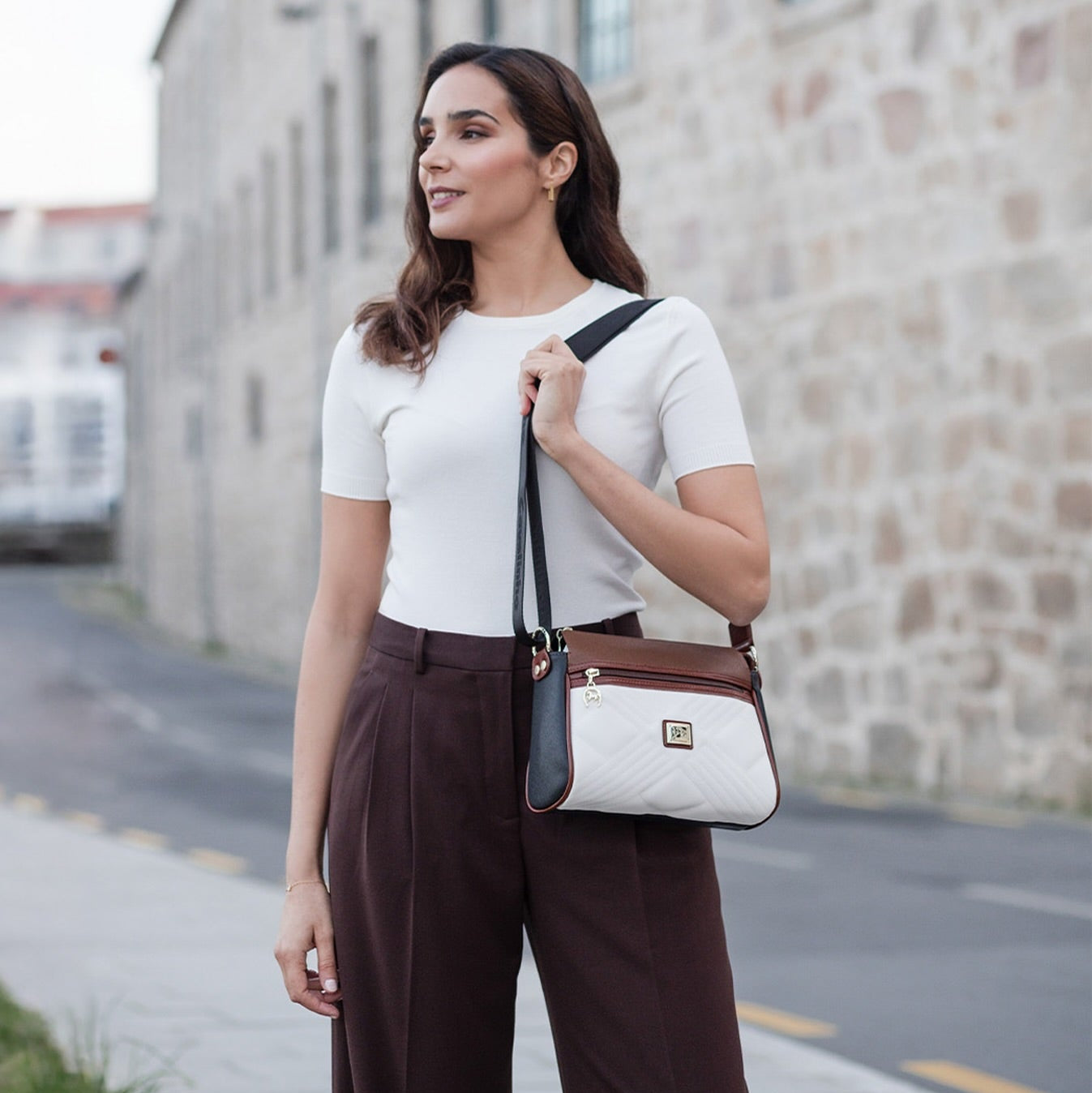 Cavalinho Poesie Crossbody Bag SKU 16140373.32 #color_black / saddlebrown / white