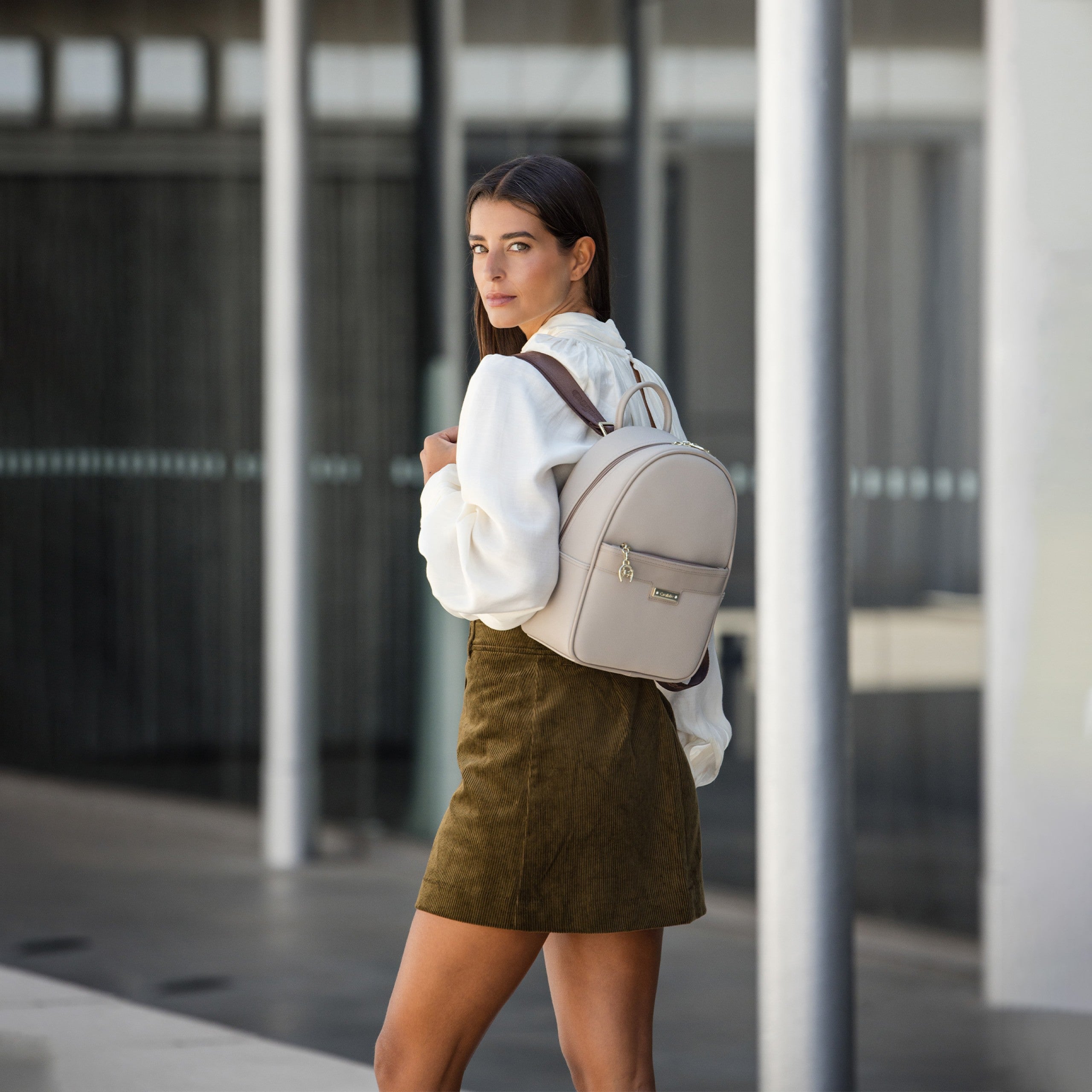 Cavalinho La Vie Taupe Designer Backpack for Women SKU 16190606.12 #color_taupe