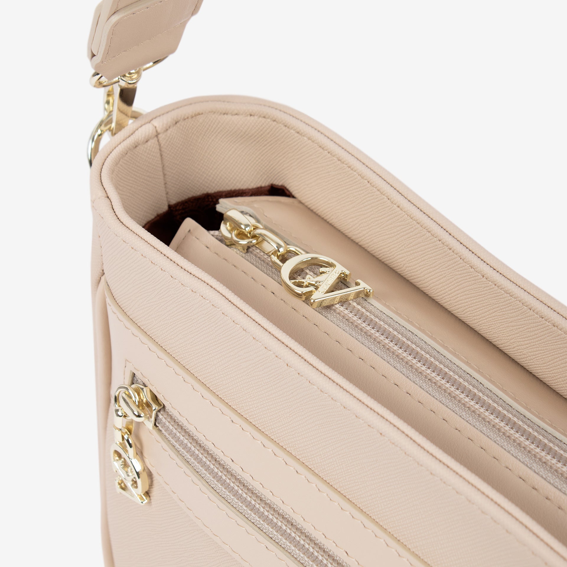 Cavalinho La Vie Beige Leather and Canvas Designer Handbag SKU 16190615.05 #color_beige